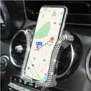 Bling Car Phone Holder, Rhinestone Mini Vehicle Air Vent Dashboard Windshield Cellphone Mount, 360 Adjustable Diamond Auto Smartphone Stand for Women Girls, Universal Fit (Black)