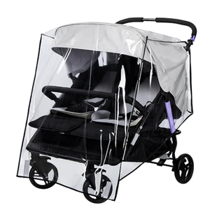 bemece Double Stroller Rain Cover, Weather Shield Double Stroller for Side by Side Seats Twin Stroller, Baby Outdoor Activities Accessories, Protects Children from Rain, Snow, Wind