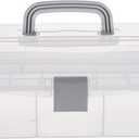 Tosnail 12-Inch 3 Layers Plastic Craft Organizer Box Storage Container First Aid Carrying Case for Sewing, Painting, Arts - Clear