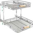 Pull out Cabinet Organizer, 2 Tiers 23"W X 21"D, Heavy Duty Smooth Sliding Under Cabinet Shelves for Pots and Pans, Full-Extension Roll out Drawers, Slide out Organization for Home Kitchen Pantry