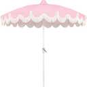 7.5ft Pagoda Patio Umbrella with Fringe, UPF50+ Tassel Umbrella with Crank & Fiberglass Ribs, Holiday Outdoor Umbrella for Garden Pool Lawn Yard Table
