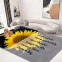 QH Sunflower Quotes Area Rug 5'x6' Floor Mats Washable Non-Slip Large Rugs for Living Room Kitchen Bedroom Dining Room Outdoor Home Decor (Pattern1)