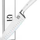 Santoku Knife 7 Inch, Japanese Professional Chef knife High Carbon Stainless Steel, Razor Sharp Chefs Kitchen Knife, Vegetable Chopping Knife for Cooking With Full-tang Handle, White