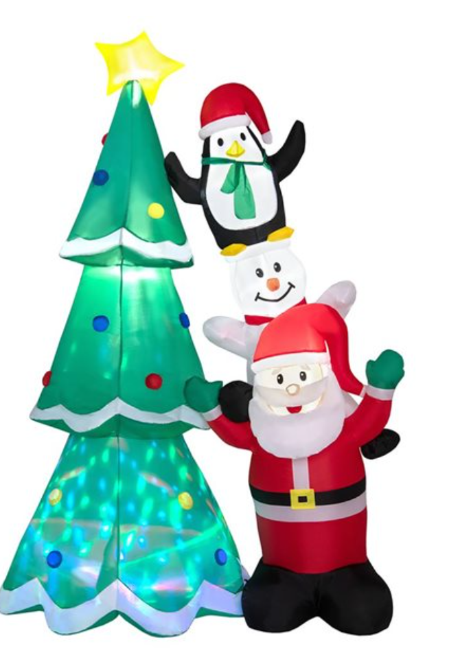8.7-ft Inflatable Christmas Tree with Santa Claus, Penguin and Bear