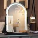 Makeup Mirror with Lights, 13" x 17.3" Vanity Mirror with Lights, Lighted Makeup Mirror, 3 Color Modes, Dimmable Light, 360-degree RotationHigh-end Black Round Mirror LED Vanity Mirror