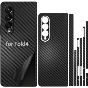 for Samsung Galaxy Z Fold 4 Phone Sticker Skin Wrap Carbon Fiber 3M Vinyl Ultra Thin Slim Ultralight Decal Glass Protector Film Protective for Back Side Borders Camera
