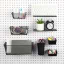 Sieral 30 Pcs Pegboard Organizer Accessories Kit Includes Peg Board Shelving Storage Basket Organizer Bins Hooks Loops Cup with Cup Holder for Garage Room Wall Attachments Tools(Black)