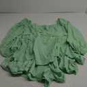 Fixmatti Women off Shoulder Rompers Lantern Long Sleeve Ruffle Tie Mini Shorts Jumpsuit (Medium, 01-green)