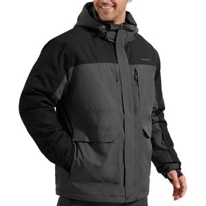 FREE SOLDIER Men's Waterproof Ski Jacket Fleece Lined Warm Winter Snow Coat with Hood Fully Taped Seams. M