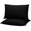 Gooeb Flat Ultra Thin Bed Pillows Standard Size Pillow Set of 2 Extra Soft Down Alternative for Stomach Back Sleeper Black 20x26inches