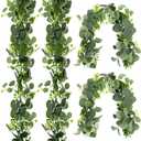 4 Pack Eucalyptus Garland for Table, 5.9ft Faux Garlands Greenery for Centerpieces, Artificial Eucalyptus Garlands for Table Decor, Fake Vine Garland for Wedding Backdrop Arch Wall Decoration