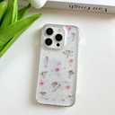 LSEEKA for iPhone 14 Pro Max Clear Case with Pressed Real Flowers Design,Glitter Cute Pink Floral Pattern Slim Soft TPU Protective Women Girl's Phone Cover for iPhone 14 Pro Max