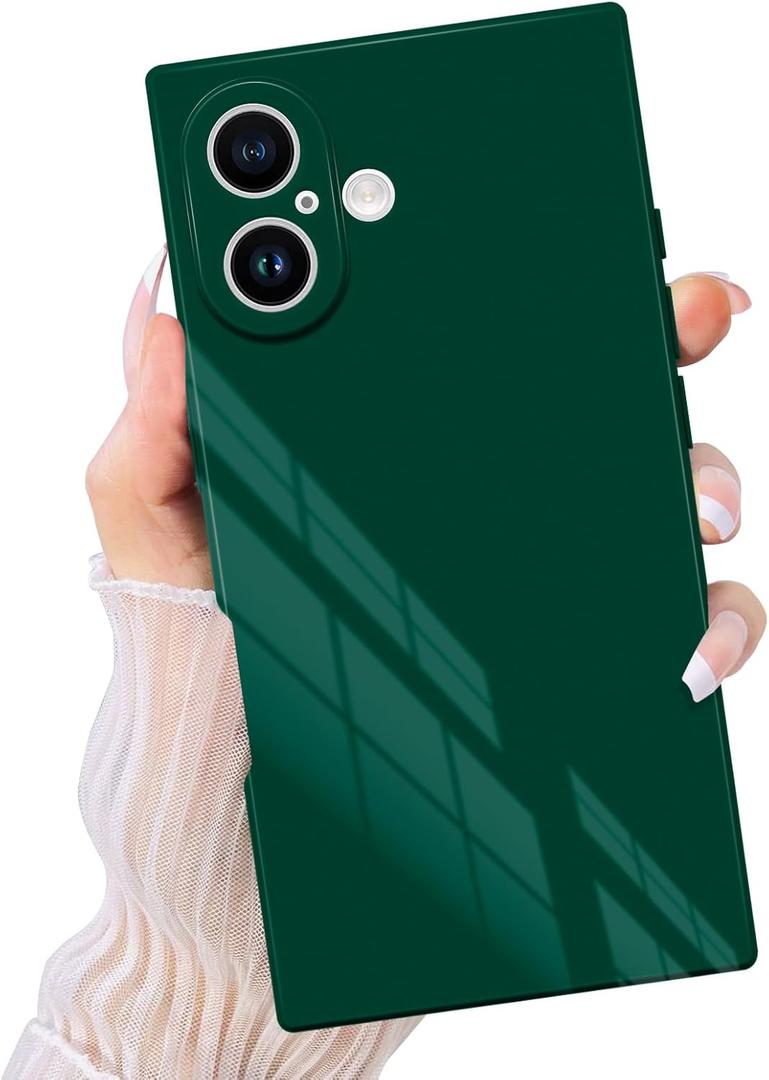 Compatible with iPhone 17 Case Rectangle, Support Magnetic Wireless Charging, Full Camera Protection, Slim Shockproof Soft TPU for Women Men, Phone Case for iPhone 17 Green
