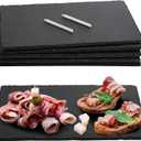 Hacaroa 6 Pieces Slate Cheese Board, 12" x 8" Black Charcuterie Boards Natural Slate Stone Plate Tray, Gourmet Serving Platter for Meats, Fruits, Parties, Appetizers