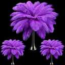 Maitys 90 Pcs Large Natural Ostrich Feathers Bulk 14-16 Inch (35-40cm) 12-14 Inch (30-35cm) 10-12 (25-30cm) Ostrich Feathers Plumes for Centerpieces Wedding (Purple)