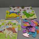SYNARRY 6 Pack Dinosaur Wooden Puzzles for Kids 35, Wooden Puzzles for Toddlers, Dinosaur Educational Puzzles for Toddlers 3 4 5 Year Old, Easter Basket Stuffers Valentines Day Gifts for Kids