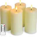 MUMCHASI 4 Packs Flameless Candles, Battery Operated with Remote, Real Wax Flickering LED Candles for Home Fall Halloween Christmas Party Candelabra D3 xH6 (Ivory)
