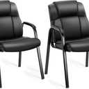 OLIXIS Waiting Room Reception Chairs Set of 8, Leather Office Desk Guest Stationary Side Chair with Padded Arms for Home Conference Lobby Area Meeting Church Medical Clinic Elderly Student (Pu-black)