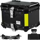 Motorcycle Top Case, 45L Aluminum Motorcycle Trunk, Tail Box Bag with Anti-Theft Lock System, Waterproof, Rustproof and Dustproof, Easy Installation with Universal Bracket, Black