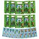 Get Trend Minecraft Gift Bags for Kids with Sticker Sheets, 10 Pack Small Paper Party Favor Goodie Bags with Handles, Creeper Treat for Kids, Boys & Girls Birthday Party Decoration Supplies