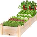 MIXC 82ft Wooden Horticulture Raised Garden Bed Divisible Elevated Planting Planter Box for Flowers/Vegetables/Herbs in Backyard/Patio Outdoor, Natural Wood (96L X 24W)