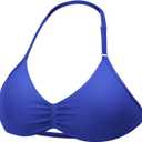 YEOREO SoftHue Impact Strappy Halter Bra for Sports Women Workout Padded Gym Yoga Bra (Blue, M)