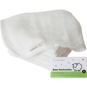 Bamboo Baby Washcloths for Newborns, Soft and Absorbent Baby Wash Cloths Made with Bamboo Viscose, Gentle Infant Bath Cloths for Face, Hands and Body, Durable, Lightweight and Easy-to-Wash, White, Pack of 6