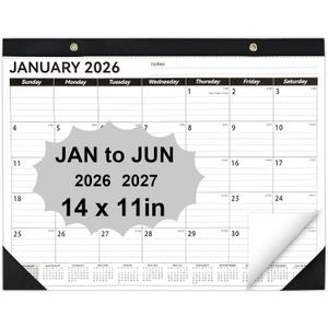 Desk Calendar 2026-2027, 14" X 11" Desktop Calendar 2026-2027, 18 Months Calander Runs from Jan. 2026 to Jun. 2027, Academic Monthly Planner for Home School Office (White and Black)