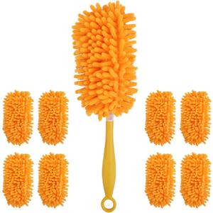 Redones Dusters for Swiffer - Reusable Duster Refill Compatible with Swiffer Hand Duster(8 Pack + 1Handle), 360 Heavy Duty Dusters Refills