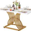YITAHOME Dining Table with White Tabletop and Gold Legs