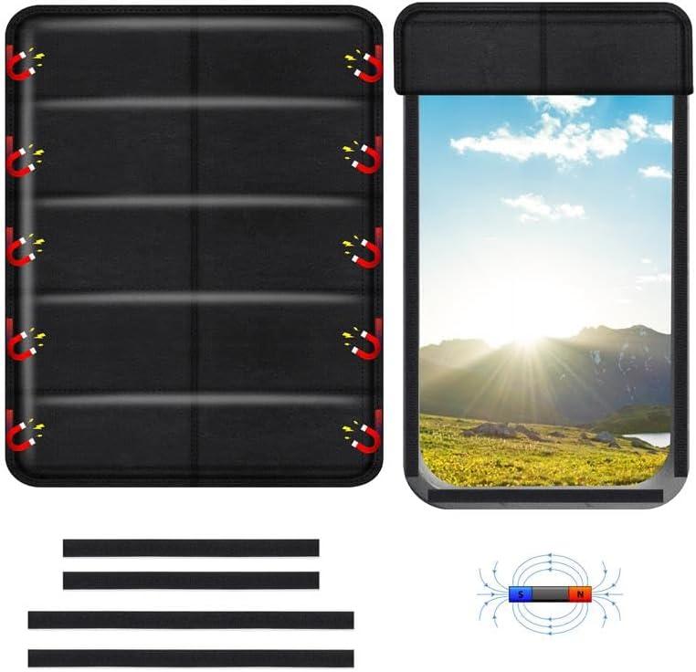 EcoNour RV Magnetic Window Shade for Side Door | Foldable Blackout UV Protection Cover | Winnebago Itasca Sunova Class A RV Entry Doors | 4 Hook & Loop Waterproof Oxford Fabric | Large (27" 18")