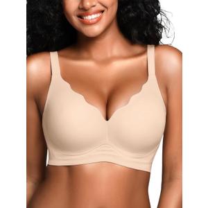 Wireless Jelly Bras for Women No Underwire with Support - S-2XL Seamless Bralettes Everyday Comfort Tshirt Padded Bra (Medium)