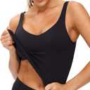 THE GYM PEOPLE Womens' Sports Bra Longline Wirefree Padded with Medium Support (Black, M)
