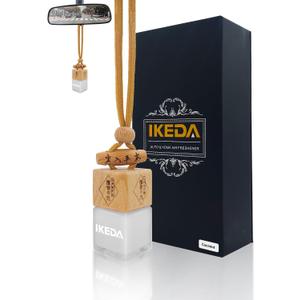 Car Air Fresheners | 10ml Air Freshener | Strong Perfume Hanging Diffuser with Odour Eliminaor Technology | Car Accessories for Men | Car Scents Air Fresheners by Ikeda (Square, Coconut) (0.34 Fl Oz (Pack of 1))