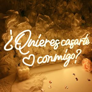 SYLHOME Large quieres casarte conmigo? Led Neon Light Sign Spanish Will You Marry Me Wedeing Wall Sign Decor Bridal Shower Banner Backdrop 12V Powered 23.6" X 10.3"