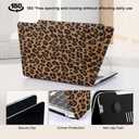 Compatible with MacBook Air 15 inch Case 2026-2023 M5 M4 A3241 M3 A3114 M2 A2941,for Mac Air15 M3 Leather Cheetah Print Hard Shell&Keyboard Cover for MacBook 15 M4 Plastic Cases,Leopard Brown