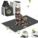ELEGX 200 Pcs Charcoal Cat Pee Pads Refills 16.9"x11.4" for Tidy Cat Breeze Litter System, Odor-Control Super Absorbency,Leak-Proof,Quick-Dry,6-Layer Thicken Disposable Gel Pads for Under Litter Box