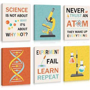 KAIRNE Science Wall Art,Inspirational Science Quotes Canvas,Fun Experiment Room Decor,Chemistry Wall Decoration,Motivational Explore Paintings for Classroom,Playroom,Middle High School (8x10inch)