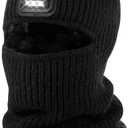 Winter Balaclava Knitted Ski Mask with LED Light - Fleece Lined Full Face Cover Windproof Snow Mask for Skiing, Motorcycling
