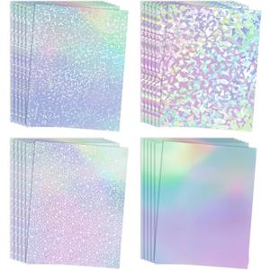 Koala Holographic Laminate Sheets A4 Holographic Sticker Paper,20 Sheets Self Adhesive Waterproof Holographic Transparent Film,11.7X 8.3 Inch