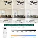 NKPU Ceiling Fans with Lights, Low Profile Ceiling Fan with Light and Remote/APP Control, DC Motor, Noiseless, Flush Mount, 52inch Black Ceiling Fan for Bedroom Indoor/Outdoor Use