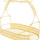 Electroplated Gold Coffee Cup Holder with 6 Hooks and Wire Storage Basket Wrought Iron Mug Stand Organizer for Kitchen Countertop Home and Party Use 13X11.5X8 Inches