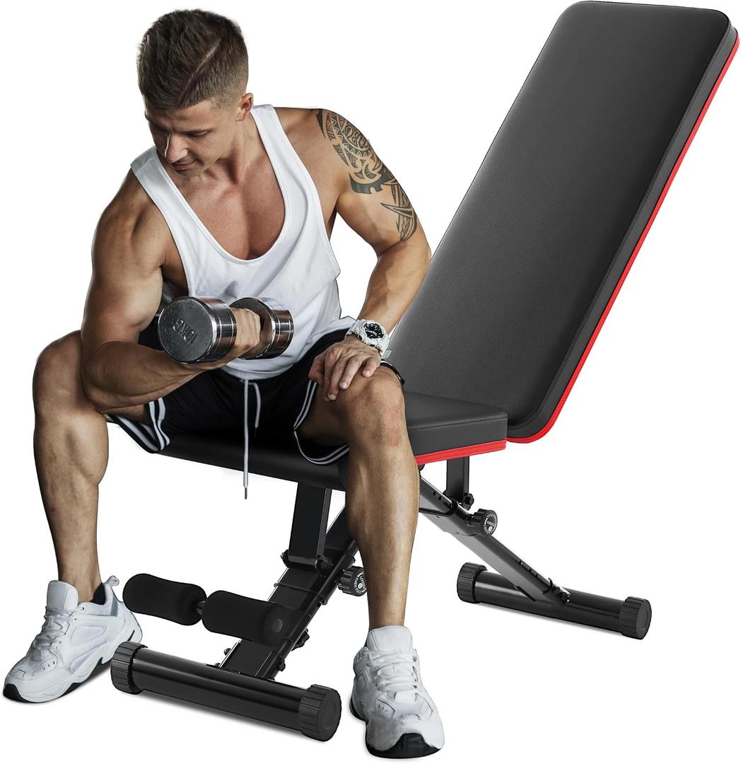 OLIXIS Adjustable Weight Bench for Full Body Strength Training, Foldable Workout Bench with Incline Flat Positions, 795 lbs Capacity Dumbbell Bench for Home Gym, Sit Up, Press, and Ab Exercises