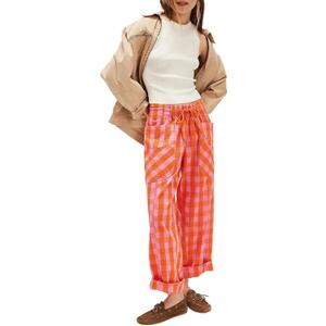 Acelitt Women Drawstring Elastic Waist Checkered Pants with Pockets, S-XXL (XL)