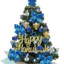 Suncalla 43 Pcs 24 Inch Hanukkah Decor Tabletop Mini Hanukkah Tree with Lights Star of David Tree Top Ornament Jewish Menorah Dreidel Star Table Ornaments for Xmas Indoor DIY Craft Kit(Classic Style)