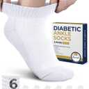 Pembrook Diabetic Ankle Socks for Men and Women - 6 Pairs Low Cut Seamless | Diabetic Socks for Men (Medium)