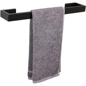 TocTen Bath Towel Rack - Square Base Thicken SUS304 Stainless Steel Bar for Bathroom, Bathroom Accessories Rod Heavy Duty Wall Mounted Holder (Matte Black, 16 Inch)