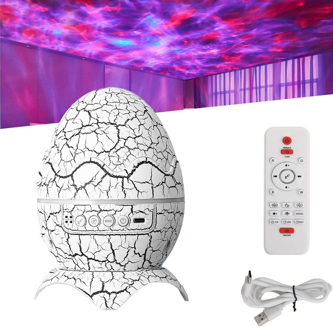 Dinoglow 4 in 1 Northern Lights Projector,Dinoglow Egg Projector,with Music Player Timer and Remote White Noise Projector Starry Light, for Kids Adults Home Decor Bedroom/Ceiling/Party (1PCSA)