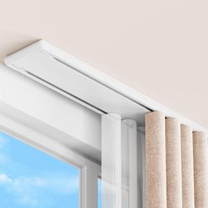 Double Curtain Track Ceiling Mount, Silent Sliding Rail System, Heavy Duty Aluminum Alloy, For Drapes Room, Living Room And Hospital(WHITE,1m(3.3ft))