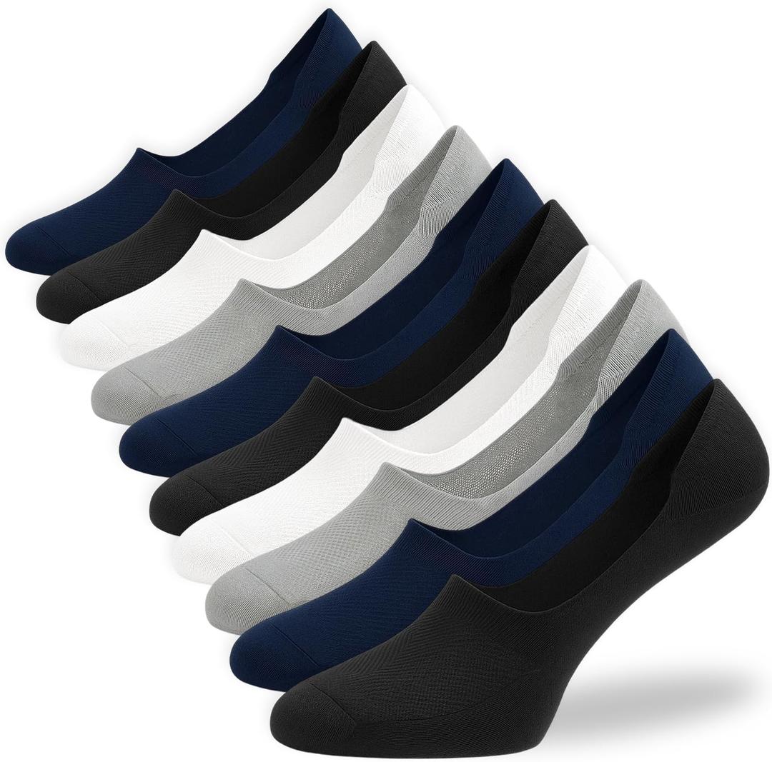 10 Pairs Unisex Athletic Cotton Non Slip Low Cut Flat Liner No Show Socks